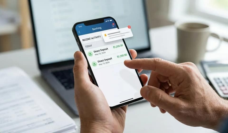 A mobile phone showing a Double Payment notification from a bank.